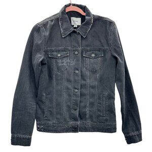 Old Navy Black Destruct Trucker Jacket Size Medium